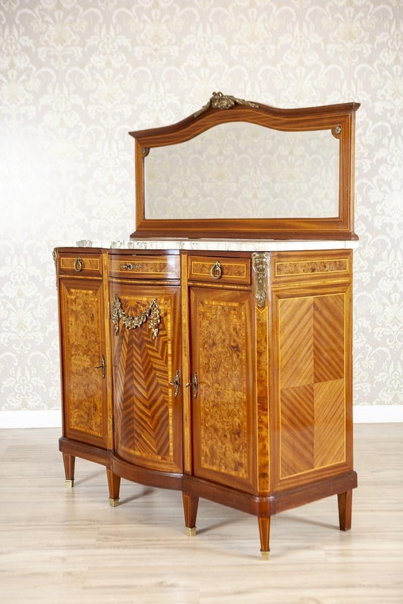 Stylish French Mahogany Buffet With Mirror, Late 19th Century photo Furniture