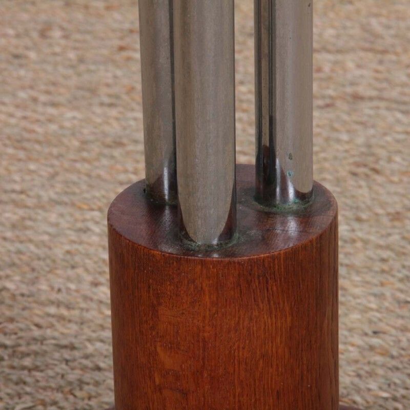 Chromed Metal And Oak Modernist End Table, 1930s photo 566.0