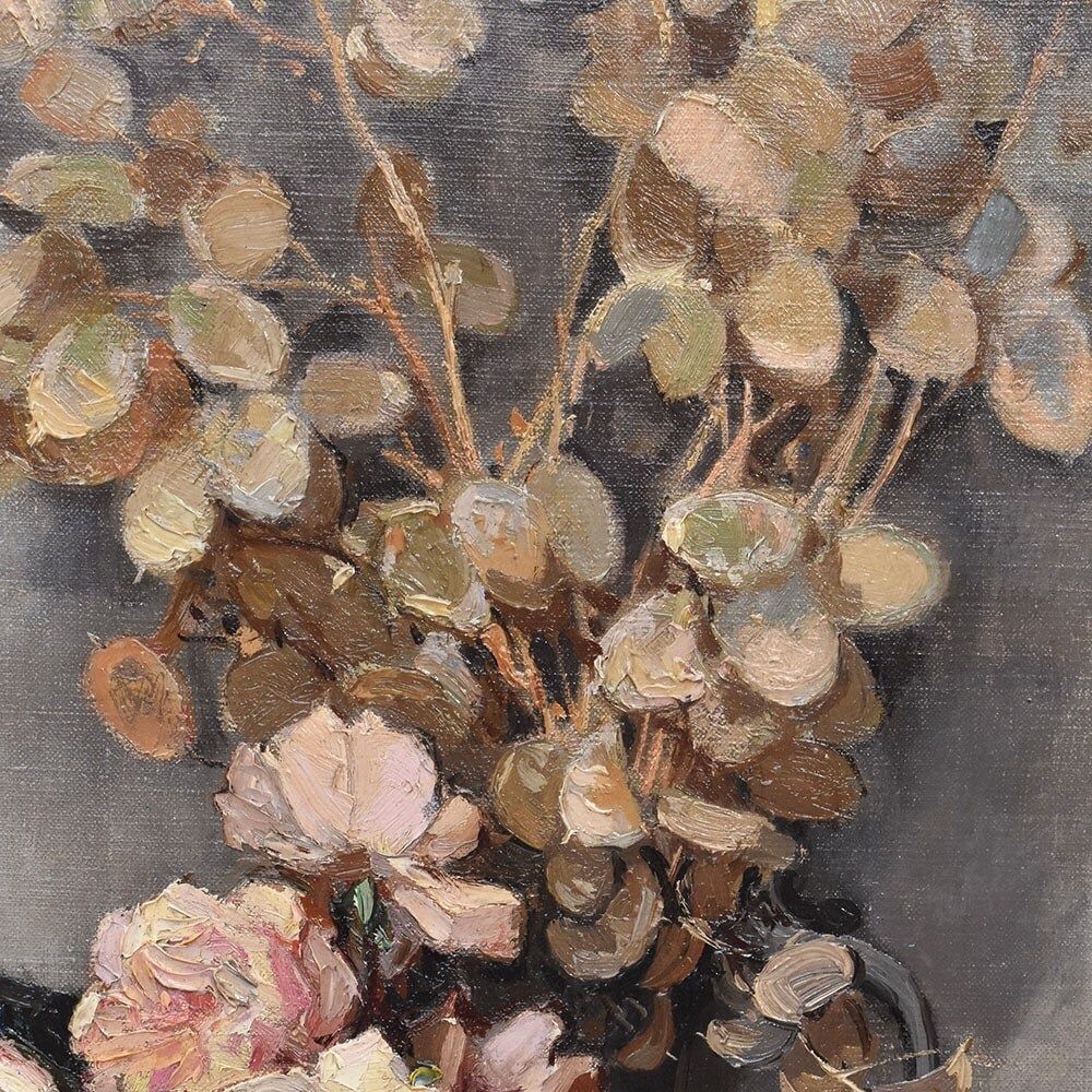 Antique Flower Painting, Maurice Alfred Decamps, Flower Painting, White Roses, 20th Century, Art Deco. (Qf664) photo 1600.0