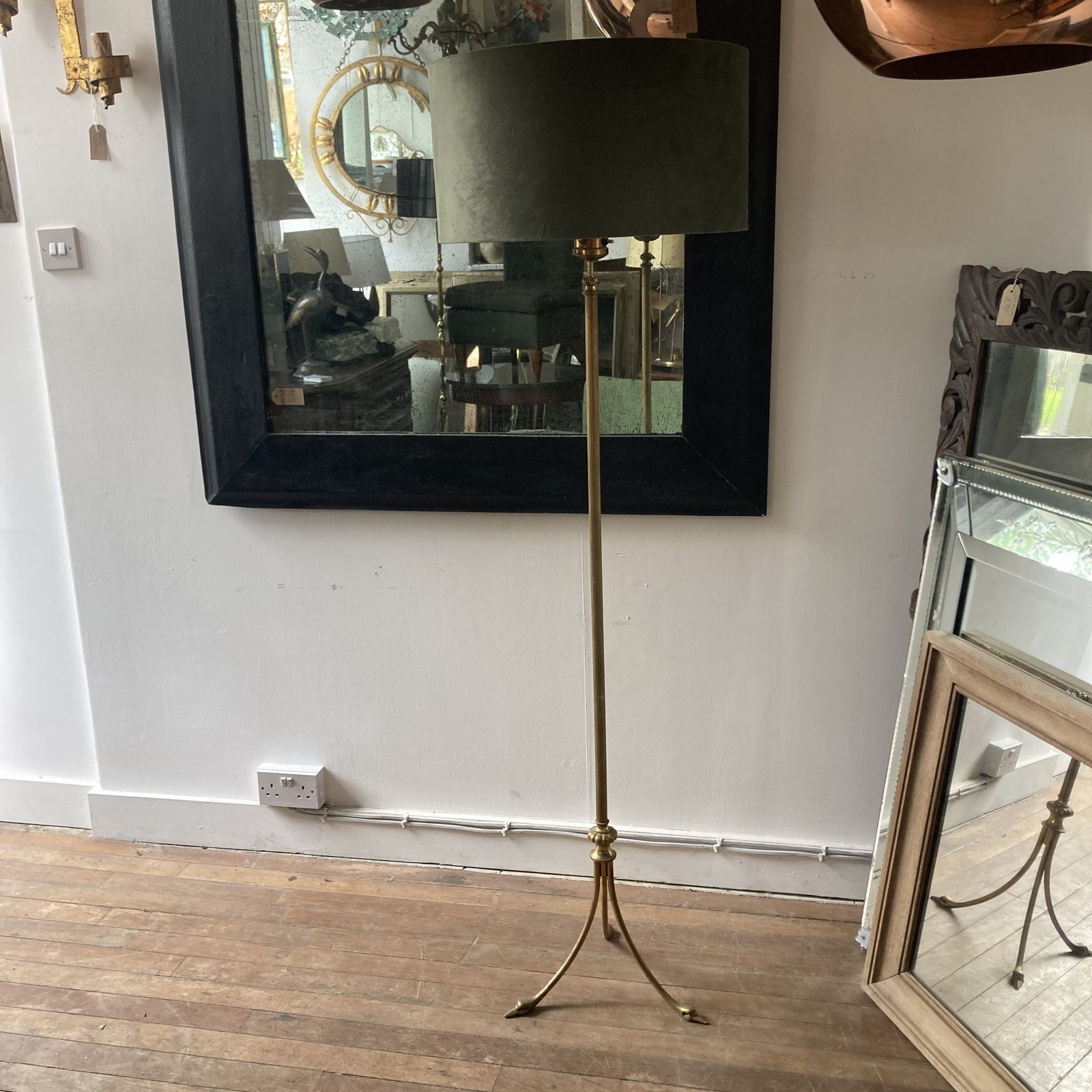 Swan Foot Brass Floor Lamp, 1950s photo for sale