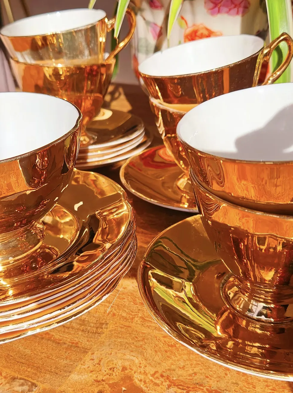 photo buy Rare 1950's Tea Set In 22 Kt Gold By Leonard St Pottery, Burslem, Staffordshire