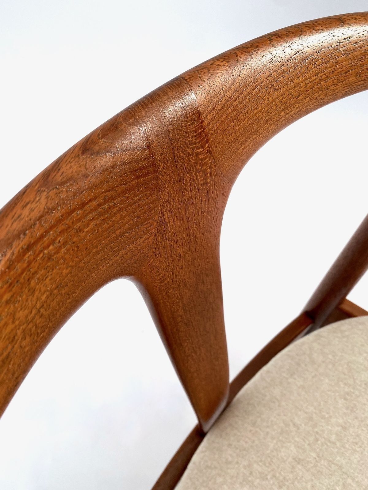 Danish Johannes Andersen Set Of 6 Model 'Juliane' Teak And Cream Wool Dining Chairs For Vamo Sønderborg Mid Century 1960s photo vintage