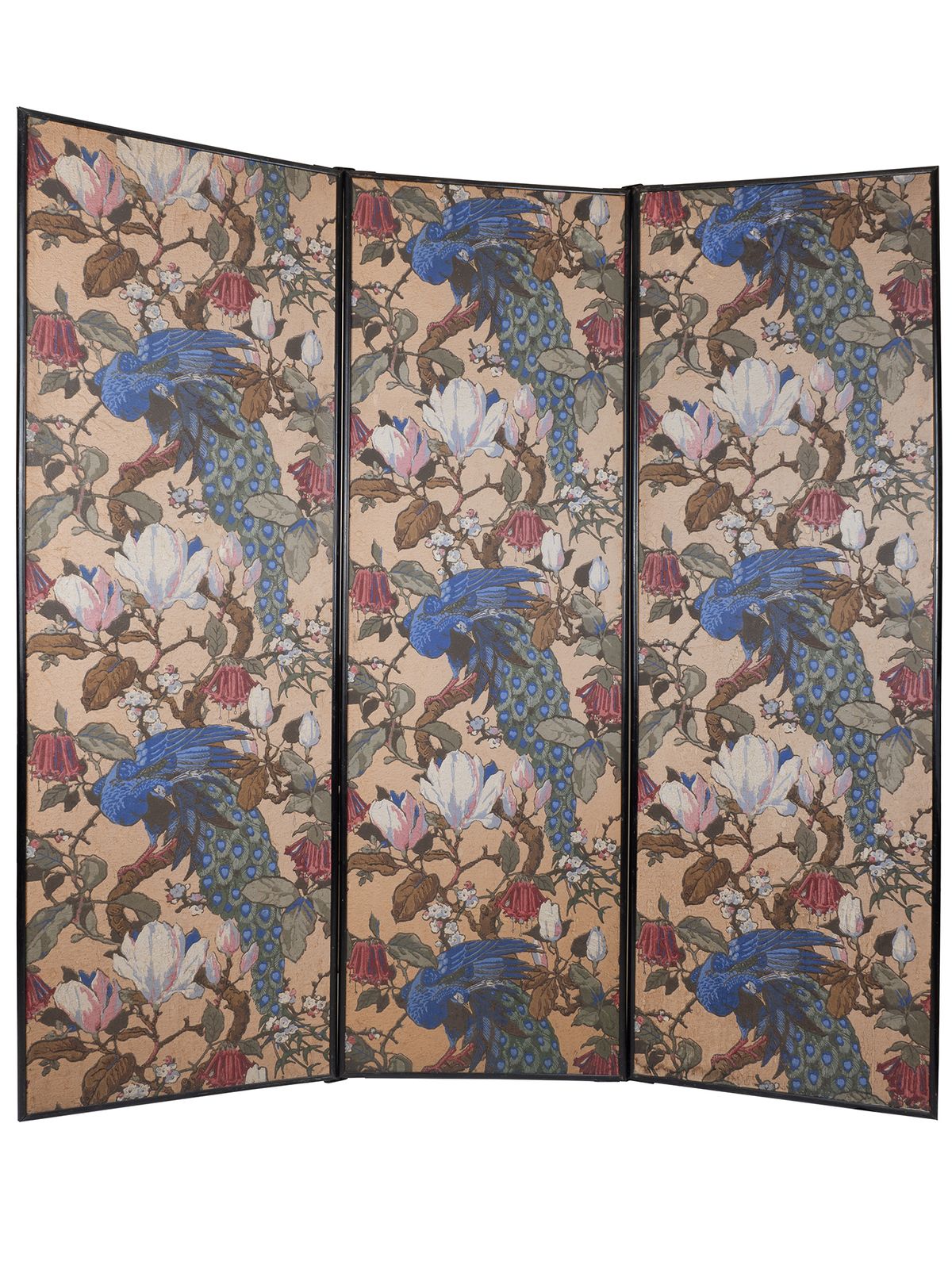 Hand Painted 19th Century Chinoiserie Wallpaper Screen