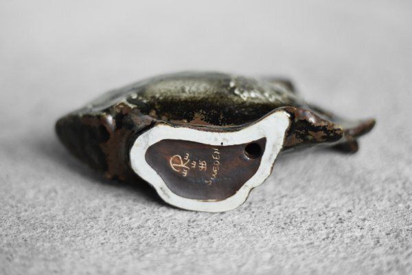 Mid Century Scandinavian Modern Brown And Cobalt Stoneware Fish Figurine By Carl Harry Stålhane For Rörstrand, 1960s photo furniture