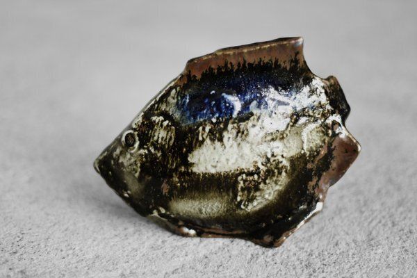 Mid Century Scandinavian Modern Brown And Cobalt Stoneware Fish Figurine By Carl Harry Stålhane For Rörstrand, 1960s photo 843.0