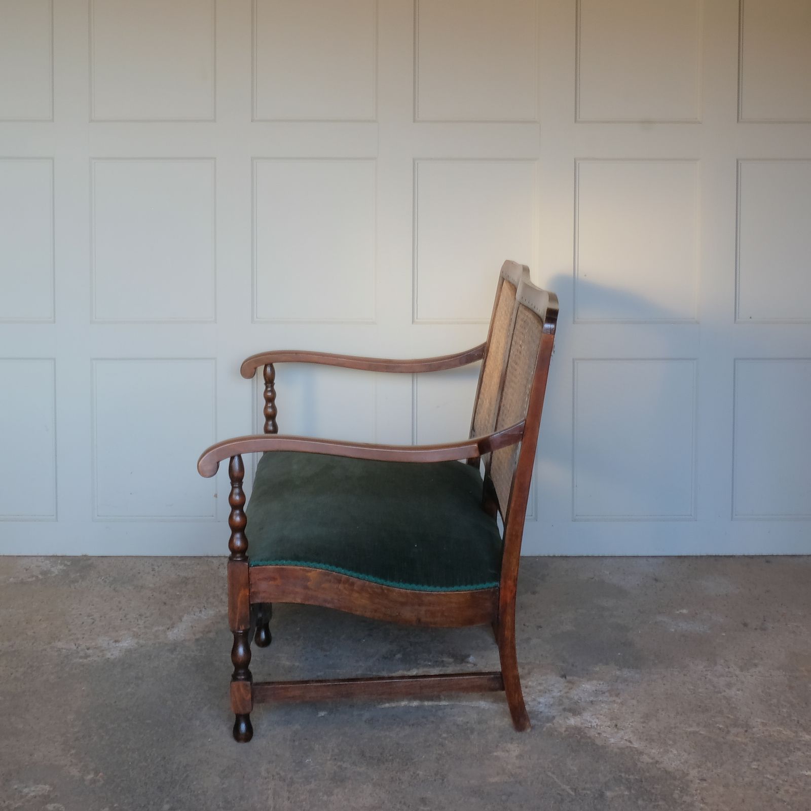 19th Century Two Seater Elm Settee With Green Seat photo 975.0