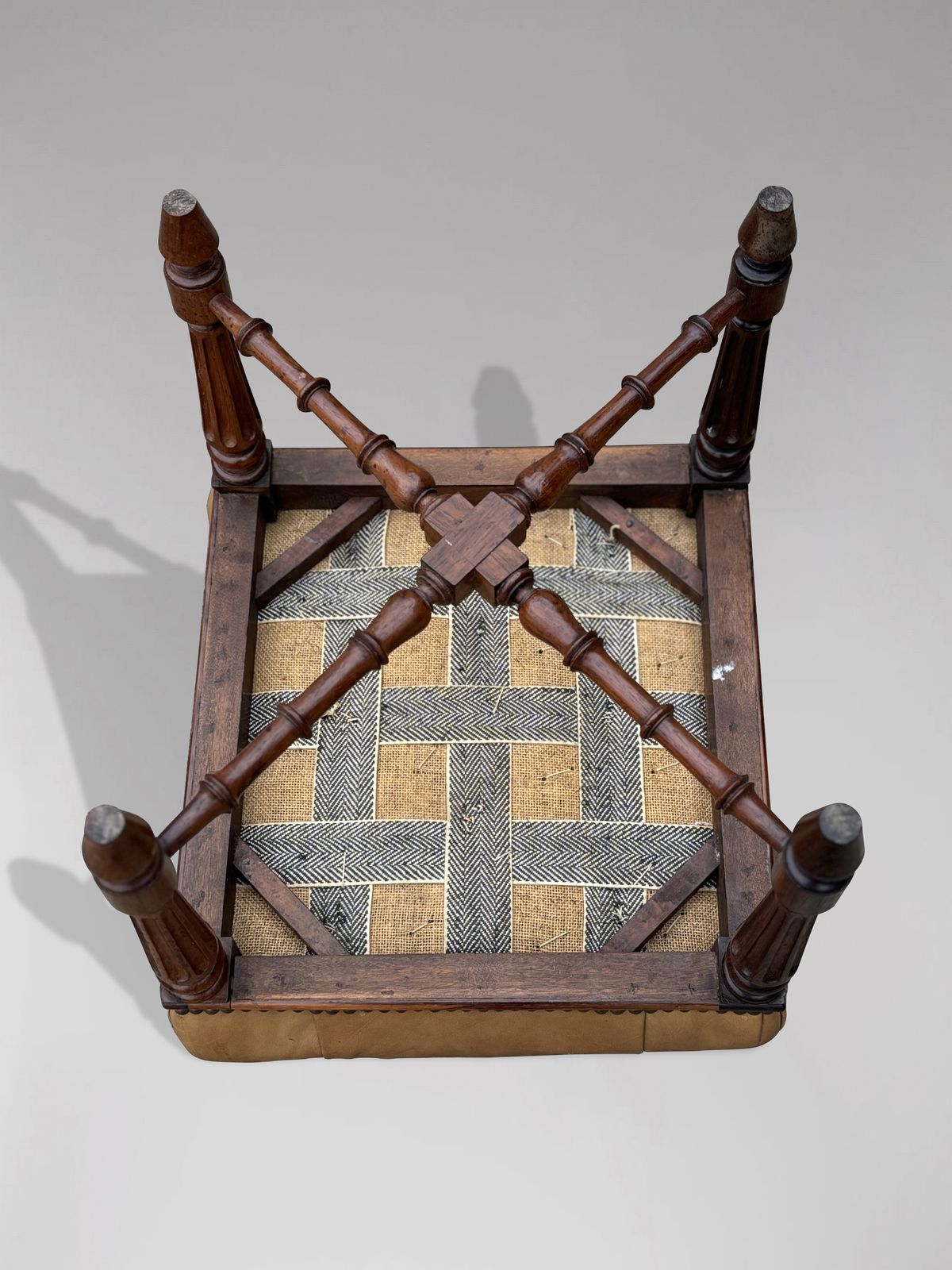 Early 19th Century Regency Period Rosewood Leather Stool photo 1400.0