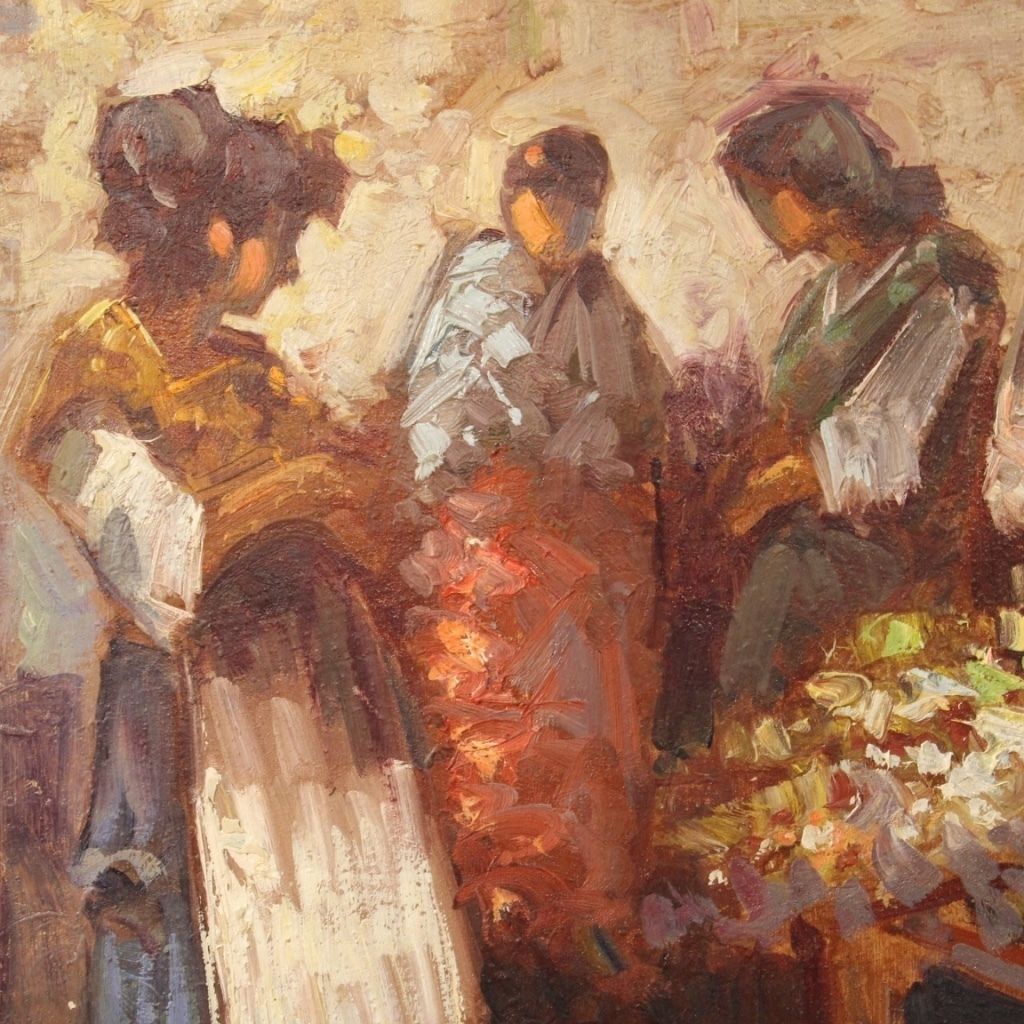 Italian Painting Popular Scene With Characters From 20th Century photo 600.0