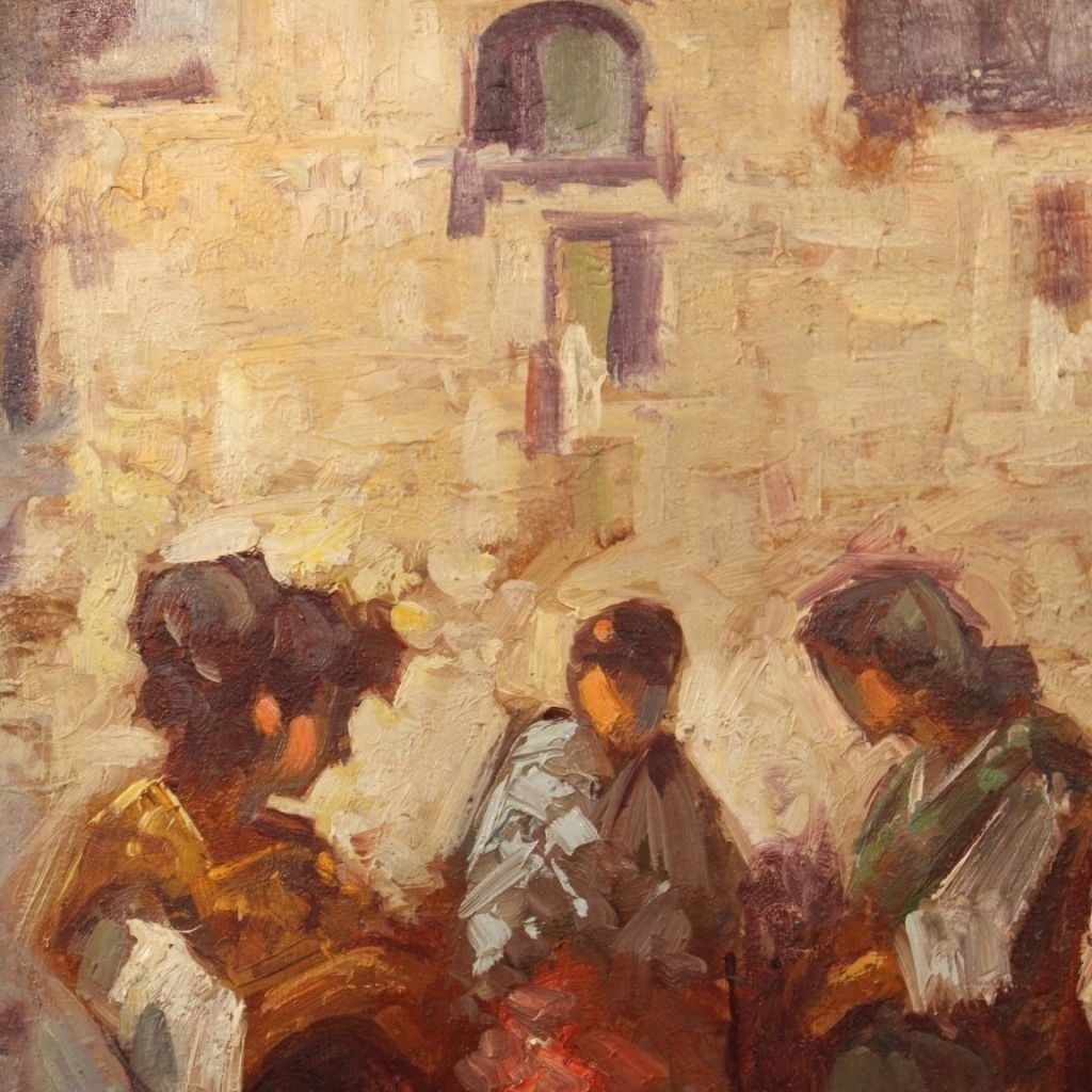 Italian Painting Popular Scene With Characters From 20th Century photo vinterior
