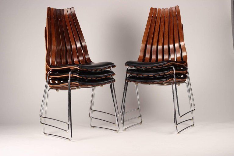 Mid Century Modern Set Of Six Hans Brattrud Scania Senior Dining Chairs photo buy