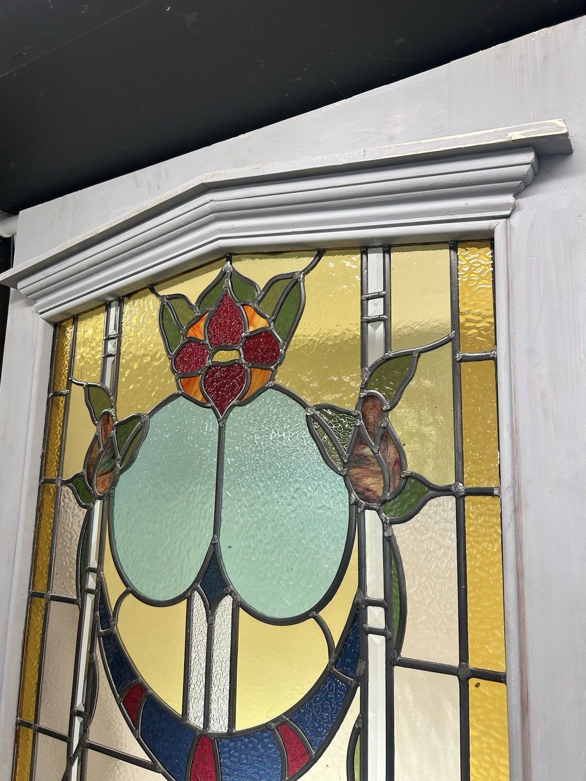 Victorian Stained Glass Front Door Old Antique Period Reclaimed Refurb Bevelled photo vintage