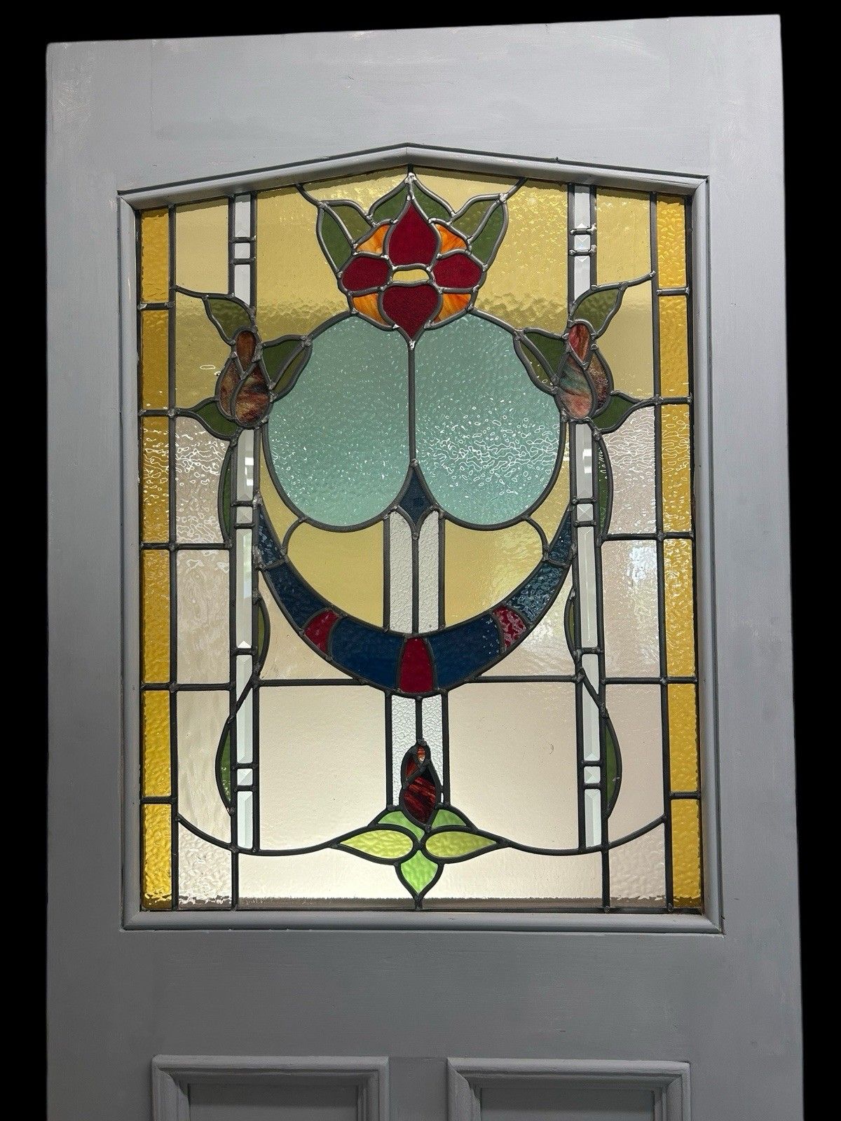 photo vinterior Victorian Stained Glass Front Door Old Antique Period Reclaimed Refurb Bevelled
