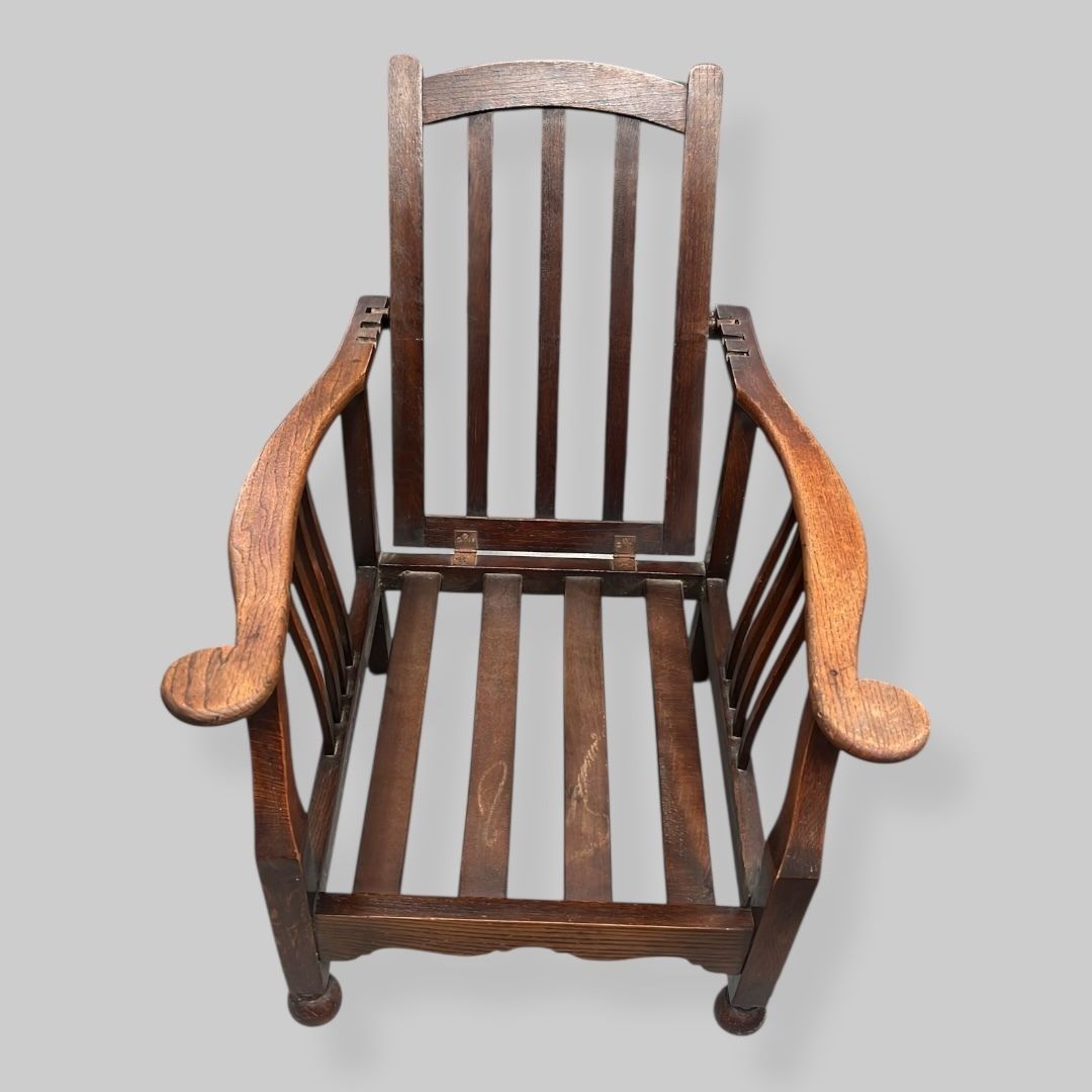 Late C19th Folding Oak Arts And Crafts Chair photo for sale