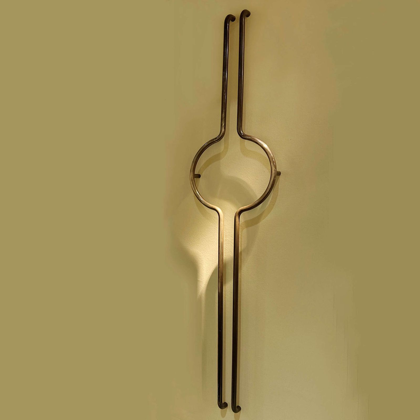 Elongated Tubular Push And Pull Brass Double Door Handles photo for sale