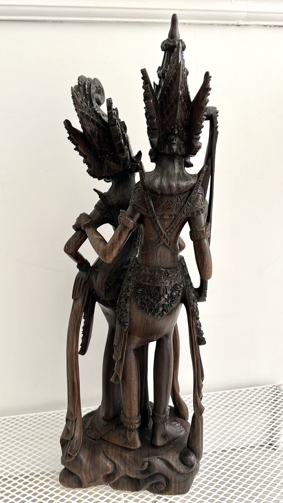 Hand Carved Balinese Ebony Wood Sculpture Of Rama And Sita — 1997 photo vinterior