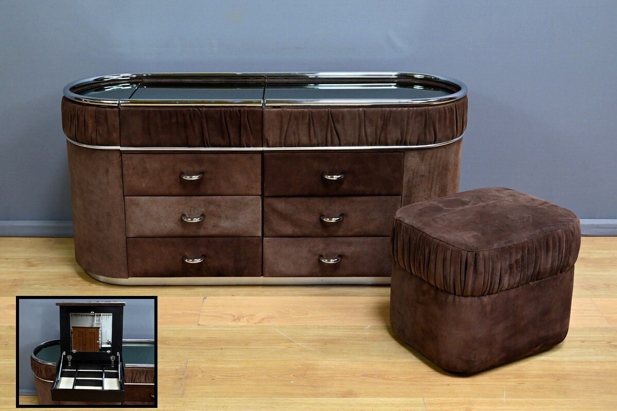 Nubuck Dressing Table, Italian Design – 1970