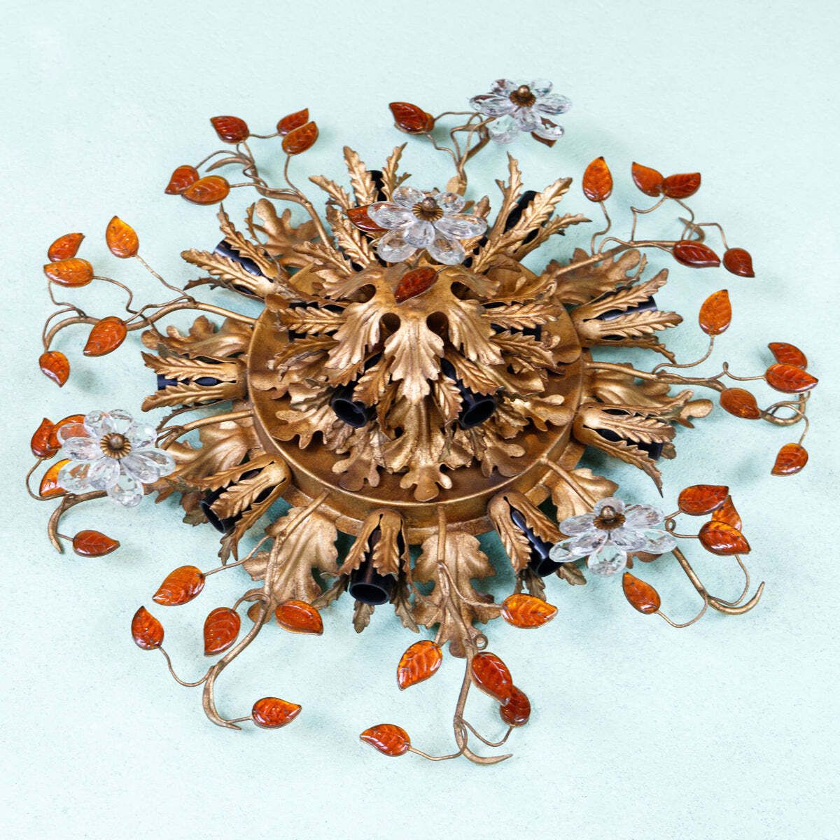 Flush Mount Maison Baguès Kristal & Verguld Ijzer Plafondlamp 15 Lichten photo buy