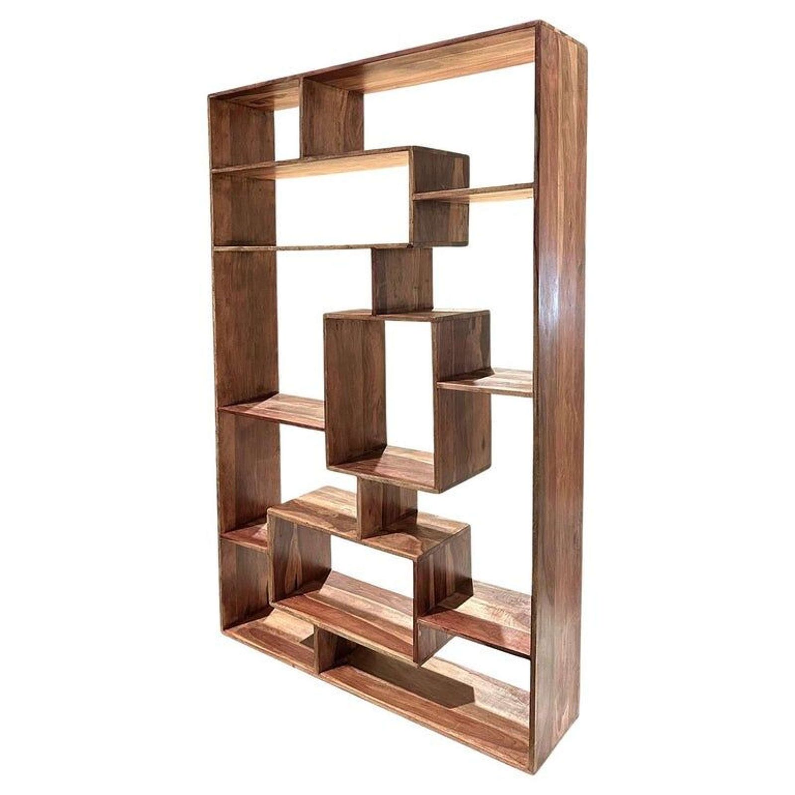 Freestanding Bookcase Room Divider In Olive Wood