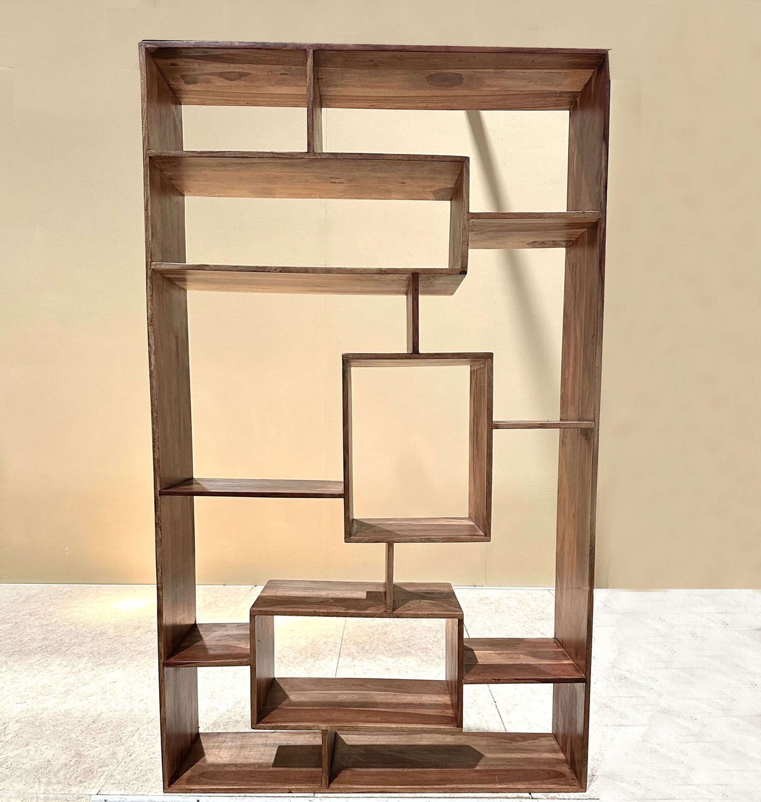 Freestanding Bookcase Room Divider In Olive Wood photo furniture