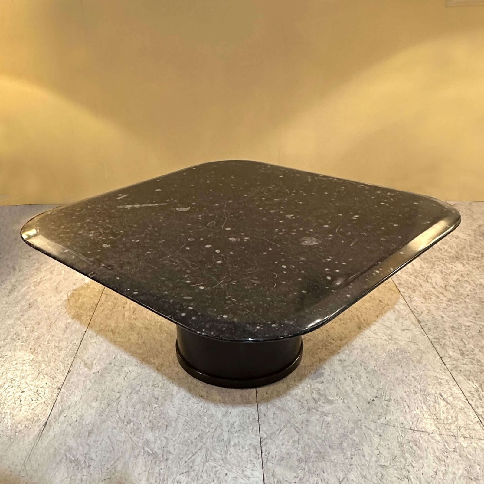 Fossilized Stone Coffee By Table Heinz Lilienthal With Round Wooden Base photo vinterior