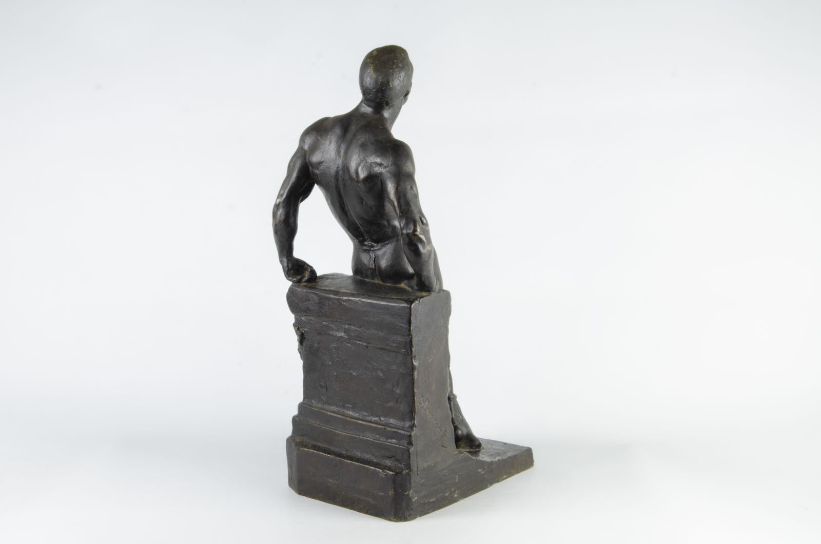 Early 20th Century Patinated Bronze Sculpture Of Male Athlete By Donato Barcaglia, Italy photo Art