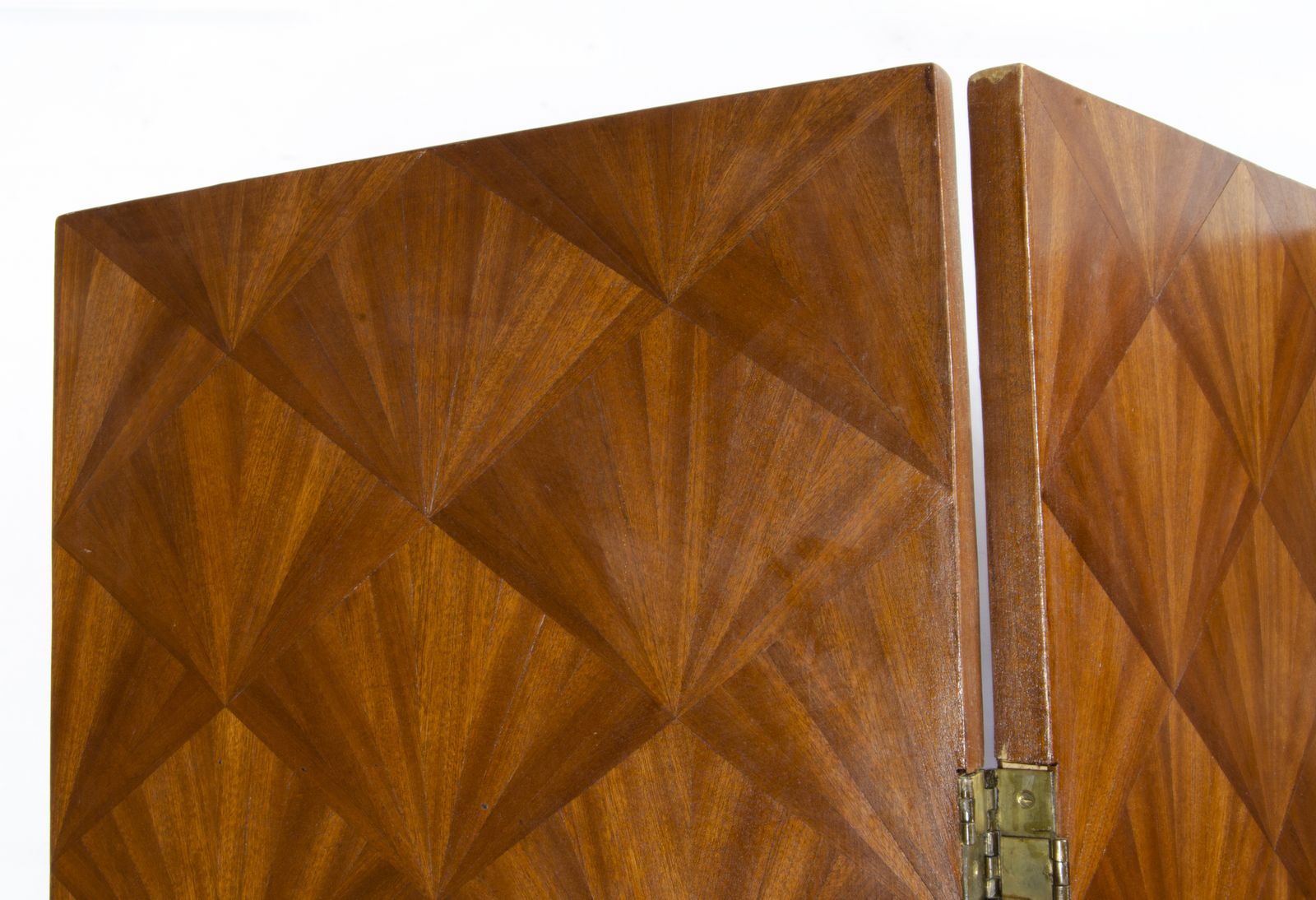1930s Art Déco 4 Pannel Straw Marquetry Folding Screen Designed By Jean Michel Frank For Comte S.A., Argentina photo vintage
