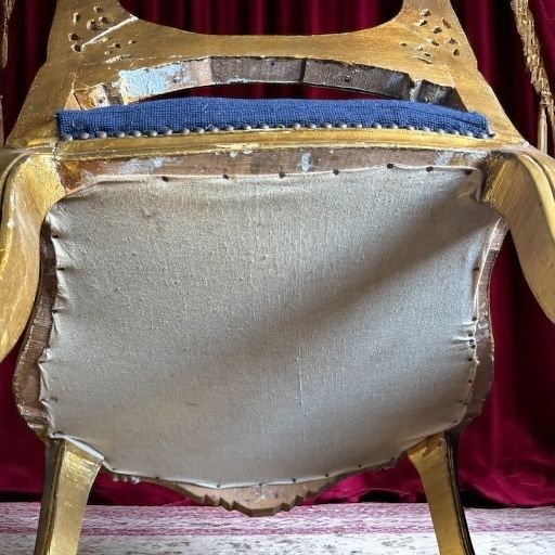 photo for sale Pair Of Antique Giltwood & Gesso Fauteuil Armchair Louis XVI Style Needlepoint