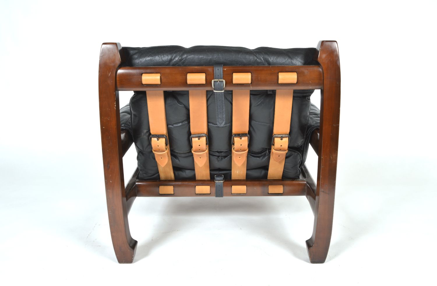 Midcentury Black Leather Samurai Arm Lounge Chair By Luciano Frigerio Italy 1971 photo 2495.0