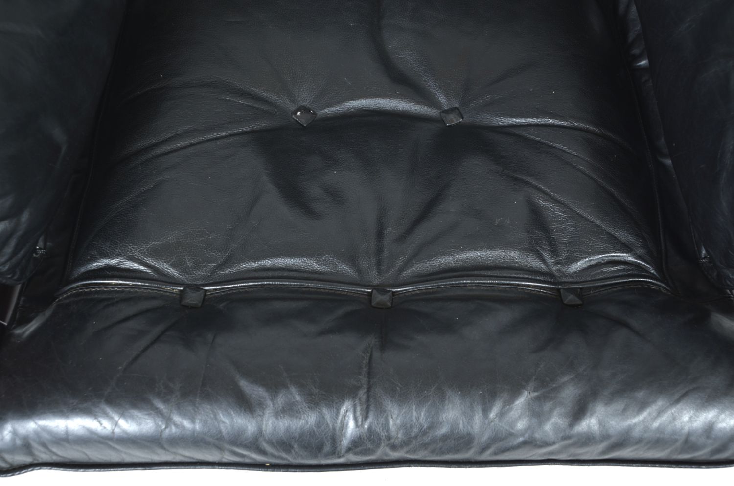 Midcentury Black Leather Samurai Arm Lounge Chair By Luciano Frigerio Italy 1971 photo Furniture