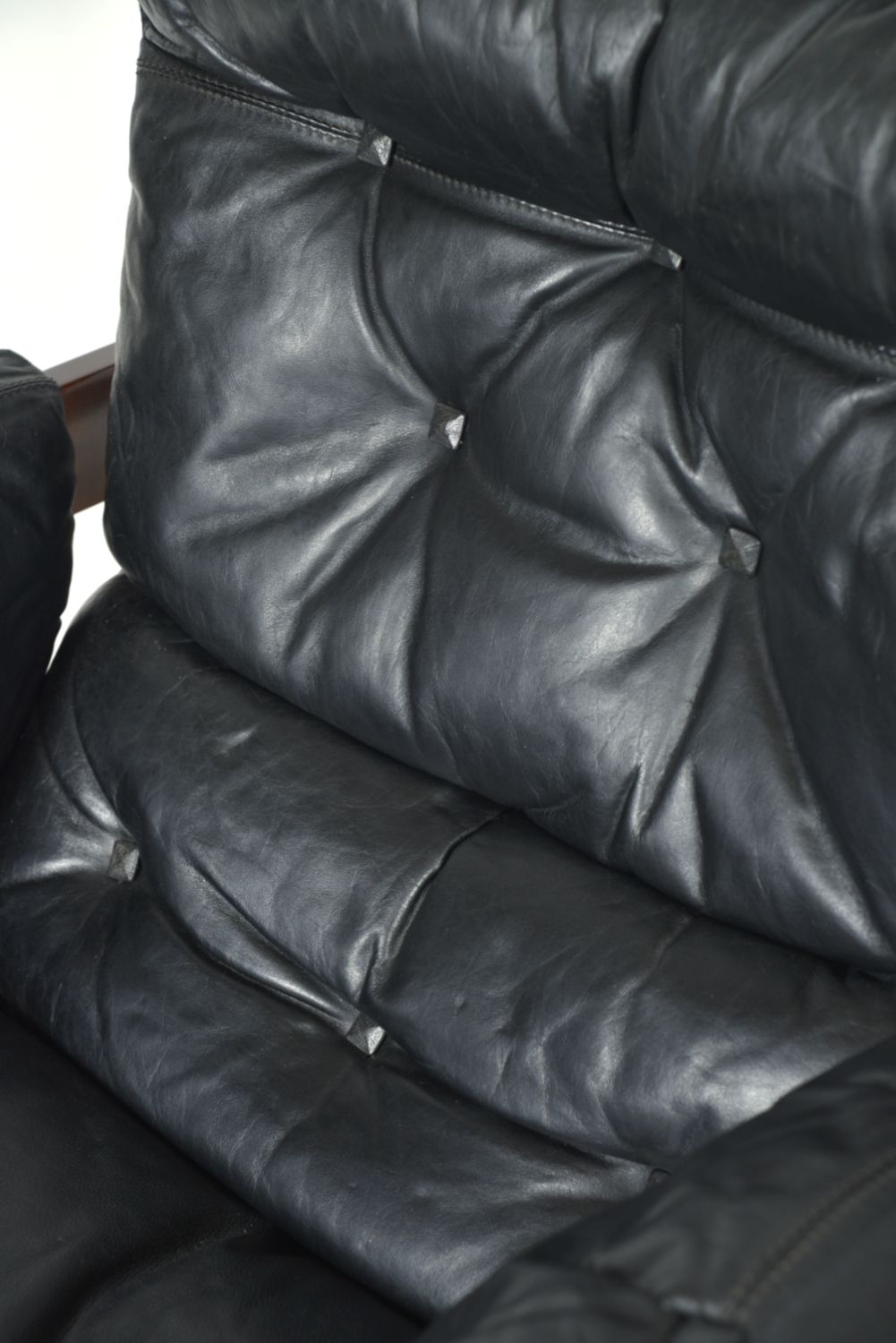Midcentury Black Leather Samurai Arm Lounge Chair By Luciano Frigerio Italy 1971 photo vintage