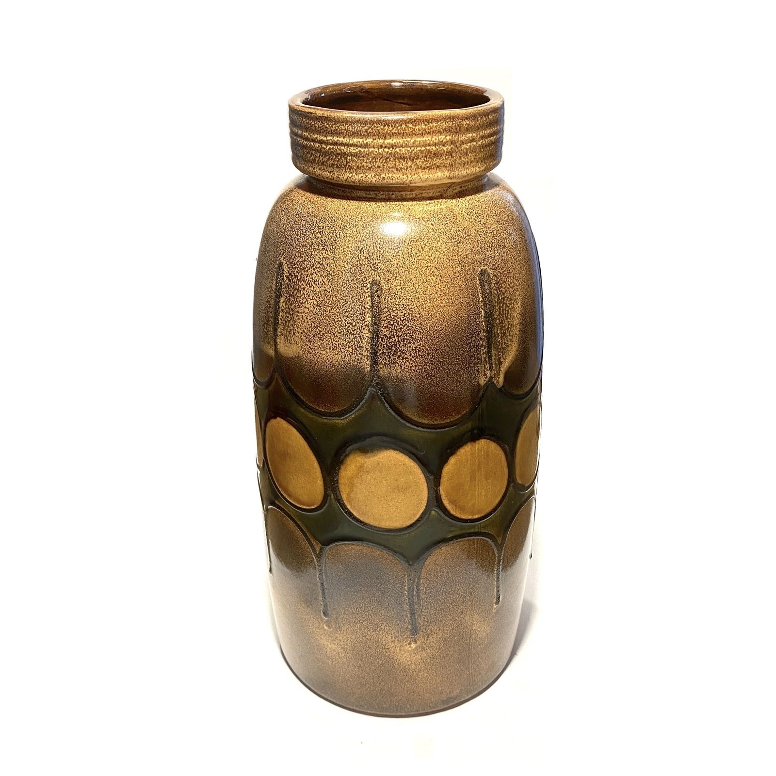 Scheurich Keramik 553 38 Green & Amber Floor Vase, 1970s West German Pottery photo Home Decor