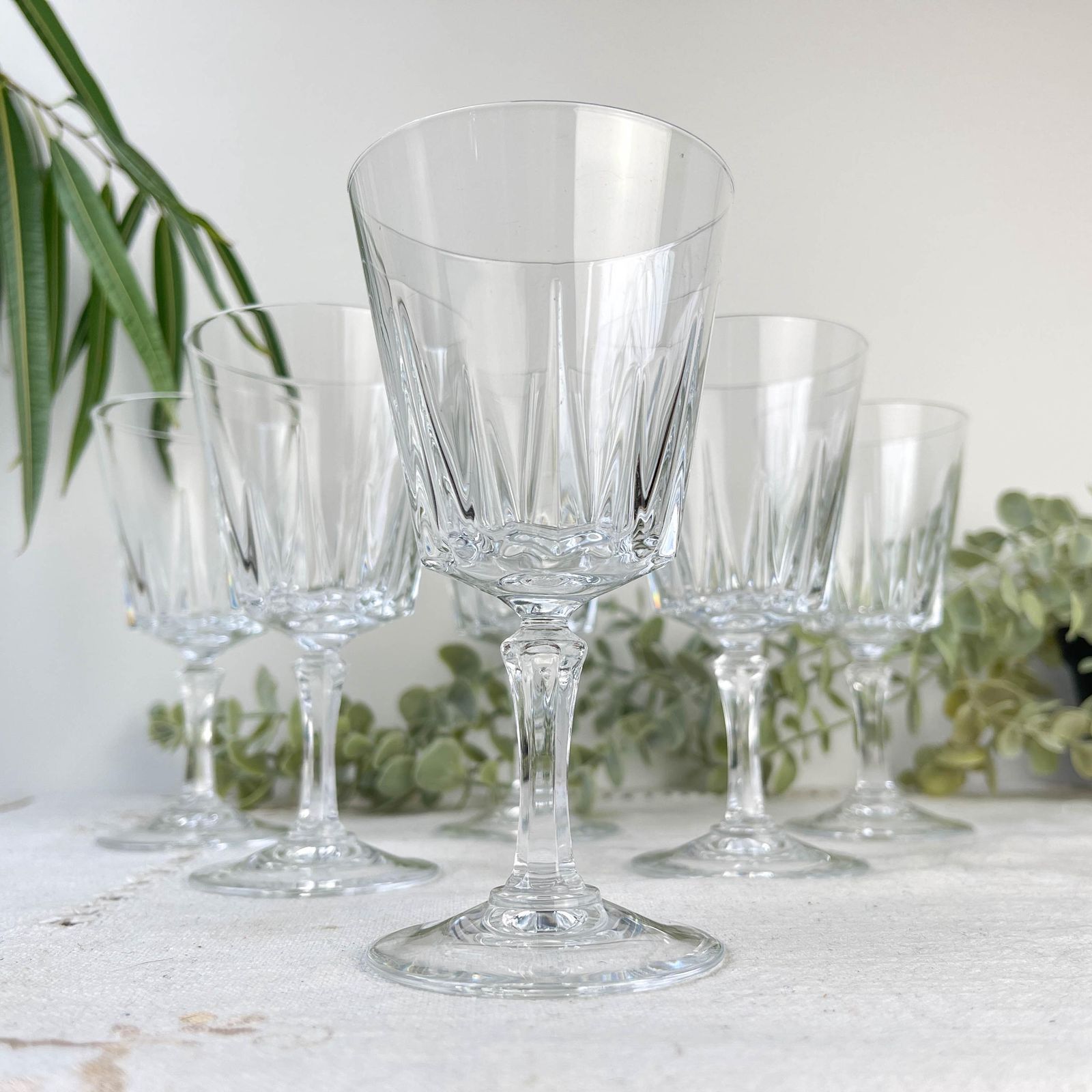 6 Vintage Cristal D'arques Versailles Red Wine Glasses No. 4   Crystal Stemware Made In France   Elegant French Vintage Tableware