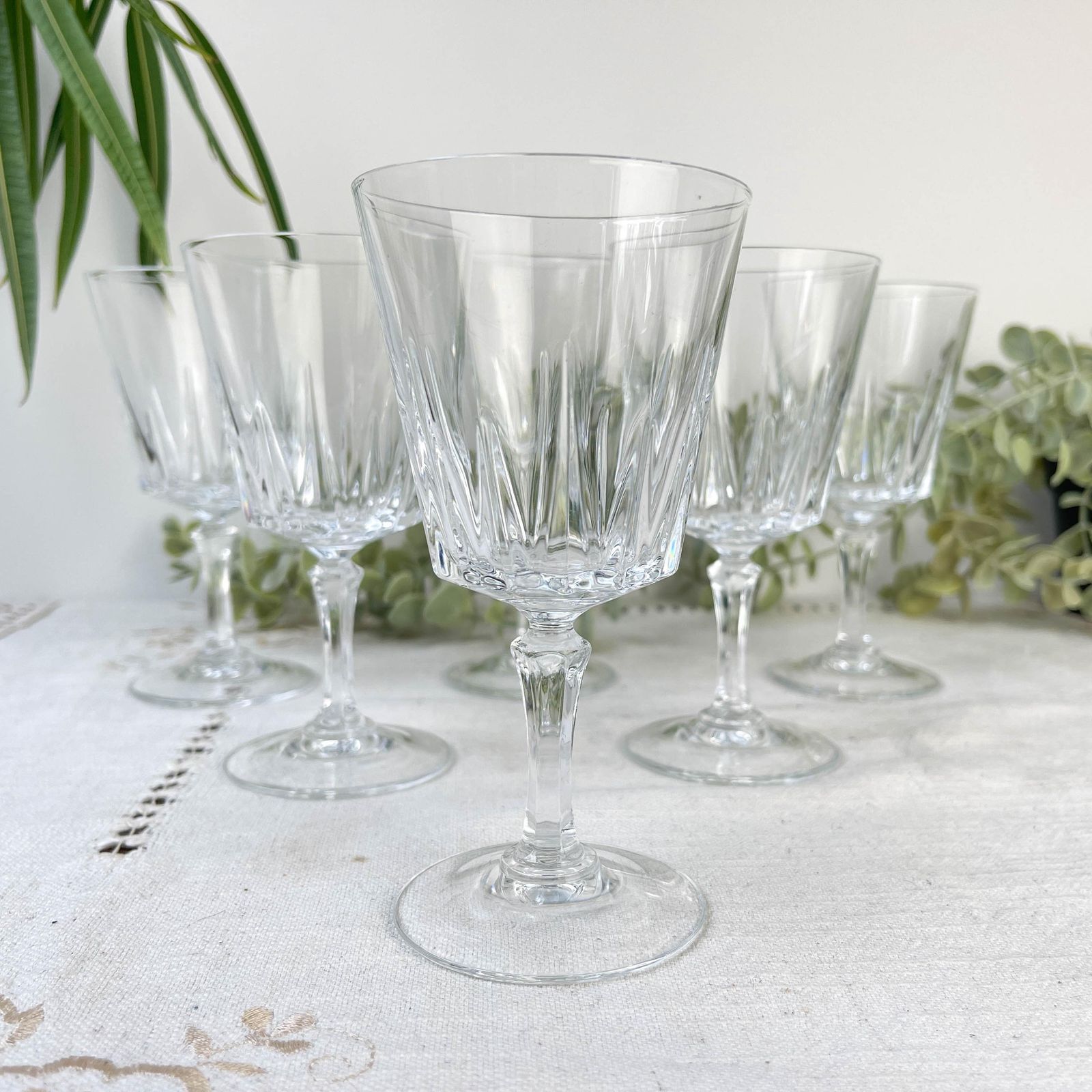 6 Vintage Cristal D'arques Versailles Red Wine Glasses No. 4   Crystal Stemware Made In France   Elegant French Vintage Tableware photo 62.0