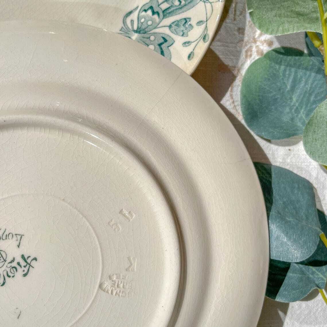 Set Of 6 Antique Soup Plates Terre De Fer Figuig  Longchamp 19th Century   Vintage French Tableware photo vintage