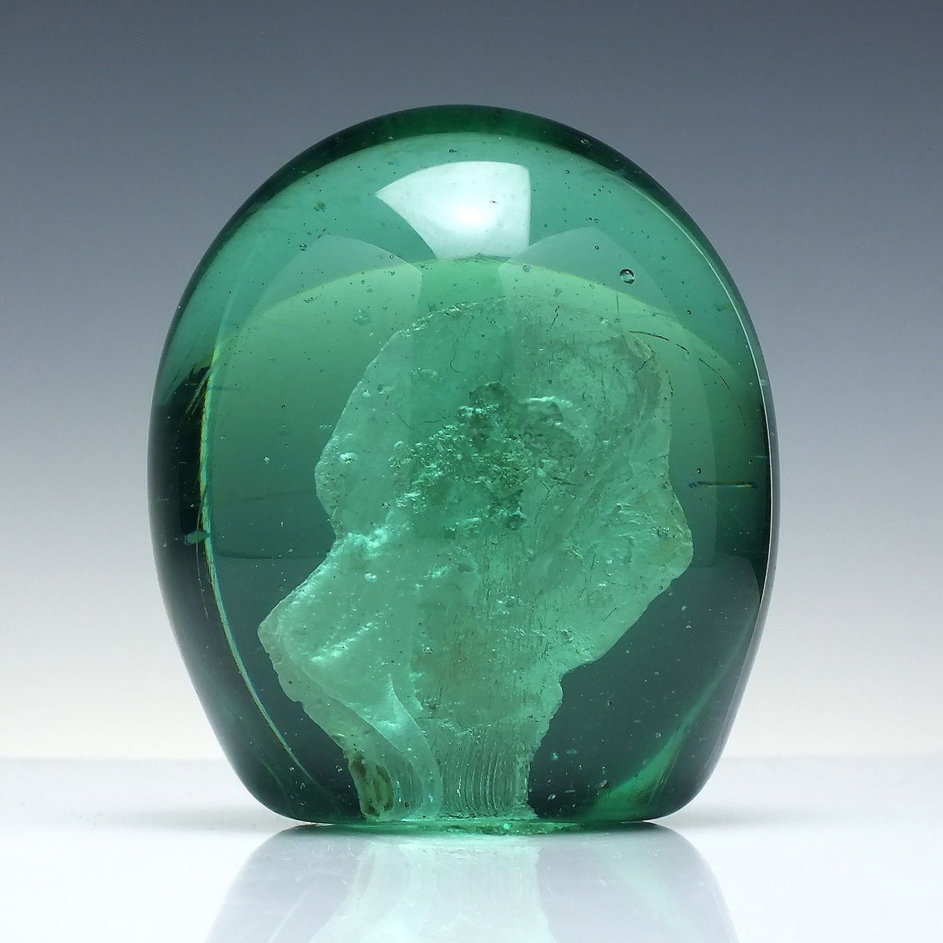 Victorian Green Sulphide End Of Day Glass Paperweight C1880 photo Home Decor