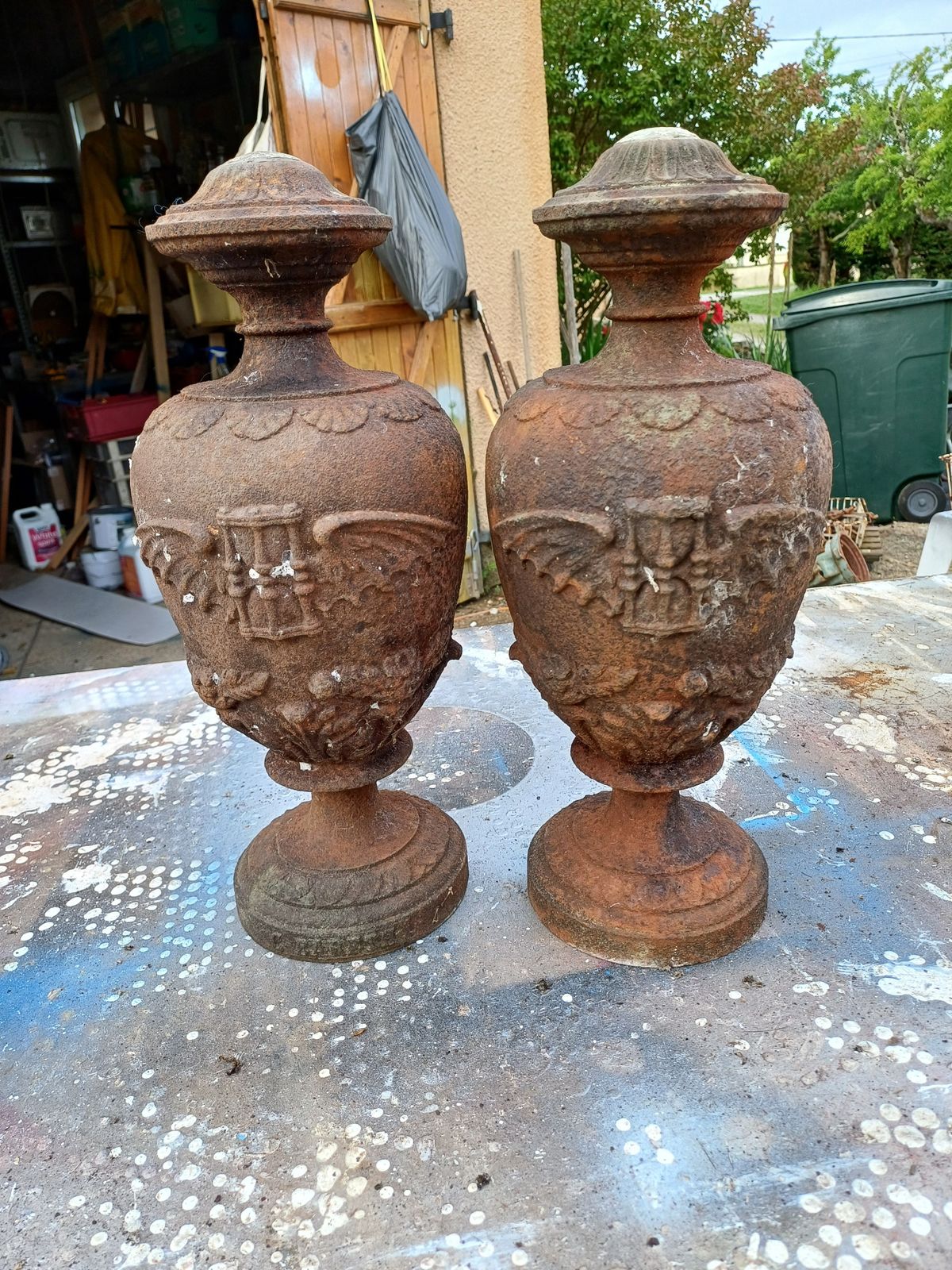 Pair Of Cast Iron Fire Pots 1900: Charleville   Mézières photo vintage