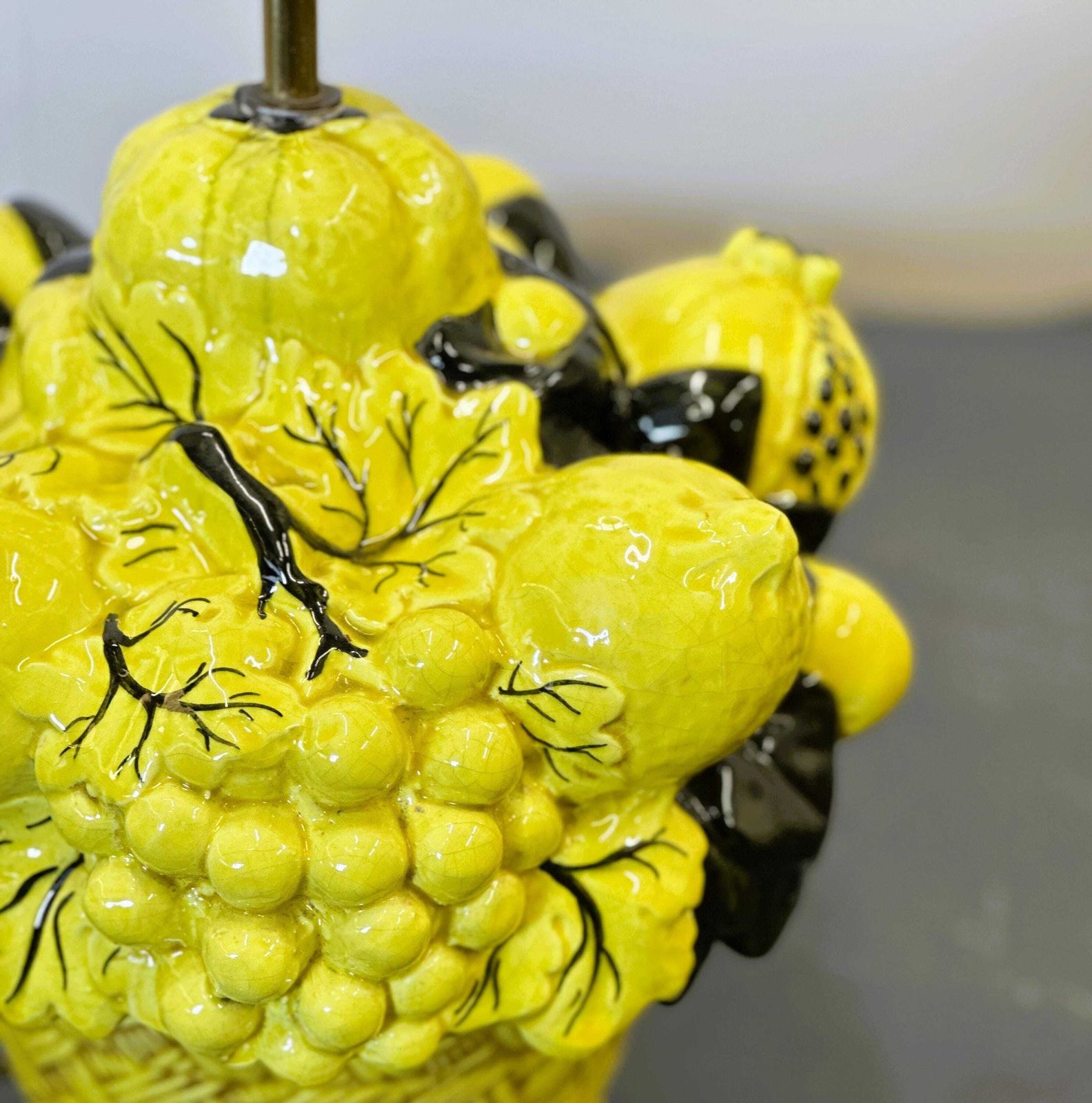 Striking Uco Zaccagnini Lemon Fruit Basket Table Lamp, 1970s. Italy. photo 455.0