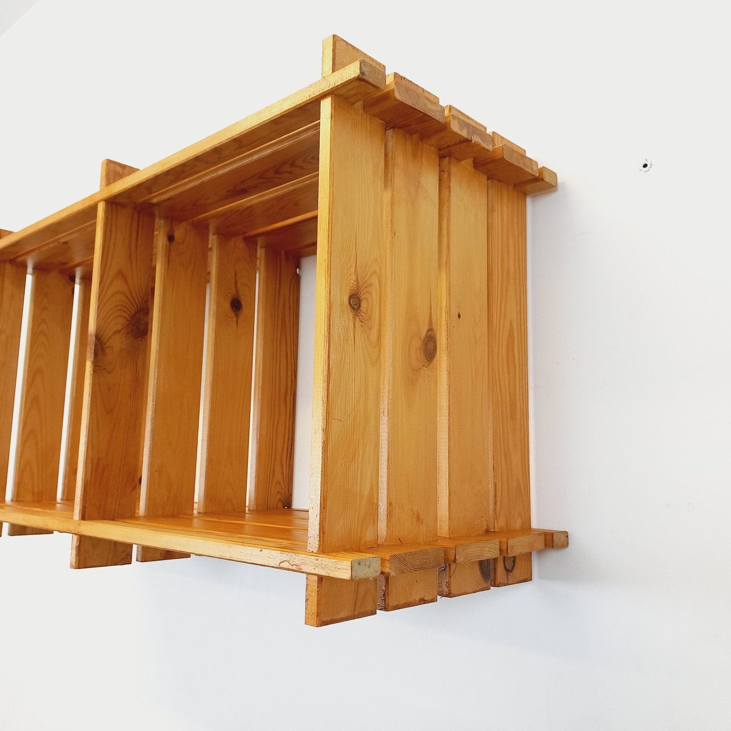 Pair Of Pine Wall Shelves, 1980s photo vintage