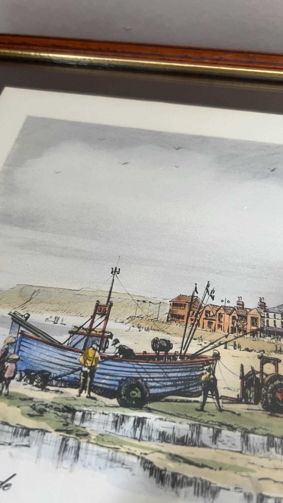 Vintage Signed Print Of Redcar Esplanade Coastal Scene photo buy