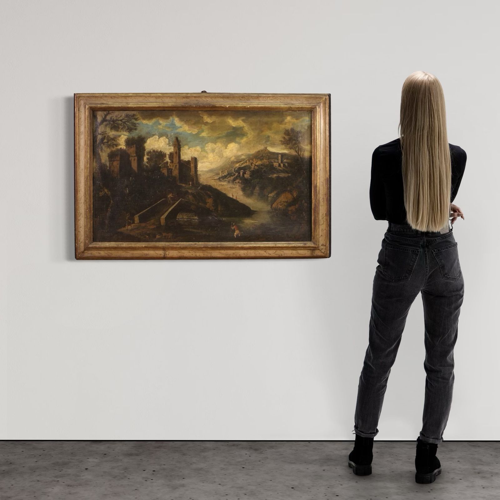 photo furniture Antique Italian Landscape Painting From The 18th Century