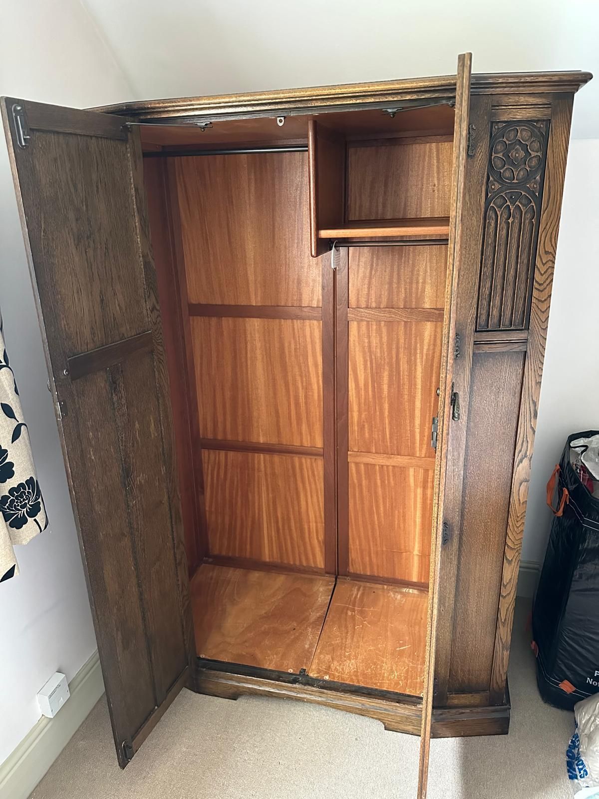 Elegant Arts & Crafts Oak Wardrobes & Dressing Table By Crown Ay Furniture photo vintage