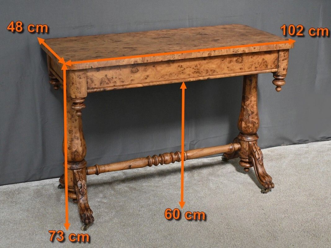 photo vintage Victorian Amboyna Burl Desk, England – Late 19th Century