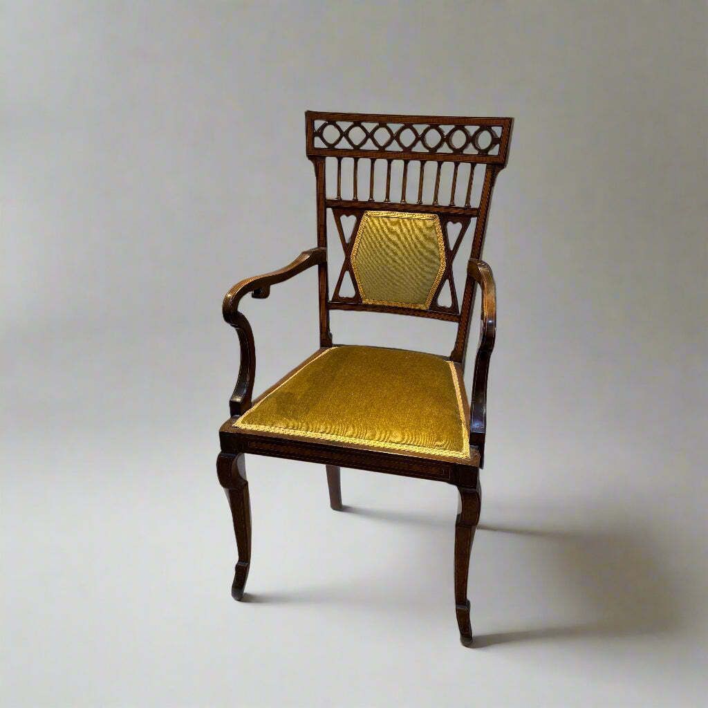 Edwardian Inlaid Carver Chair In Mahogany