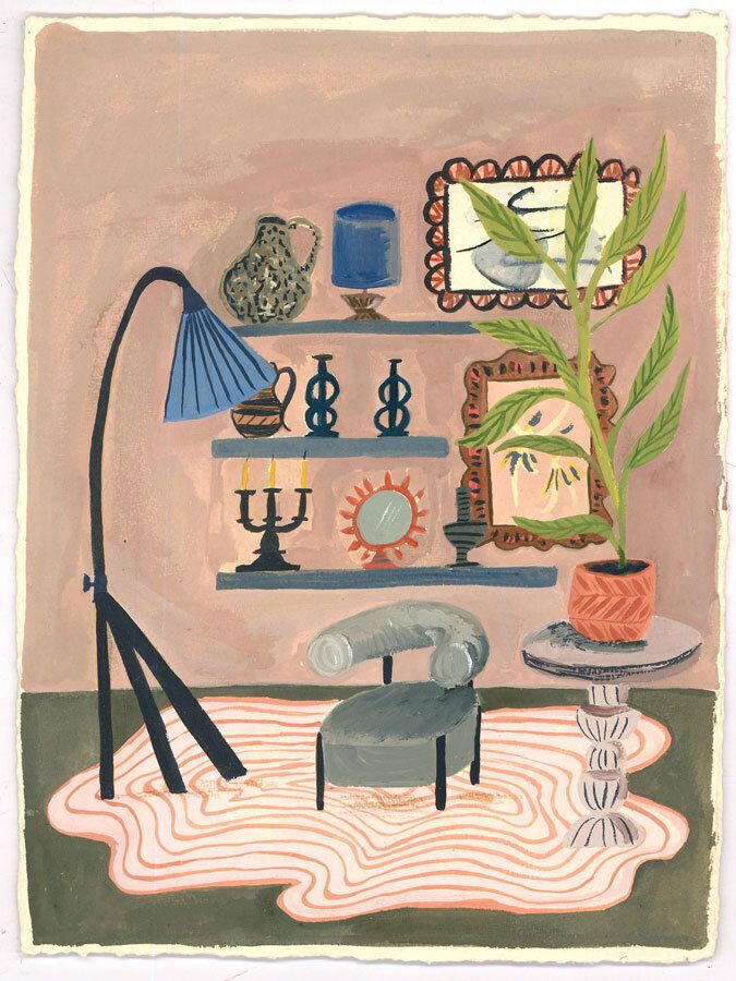 Jemma Jamie   Contemporary Gouache, The Reading Nook photo furniture