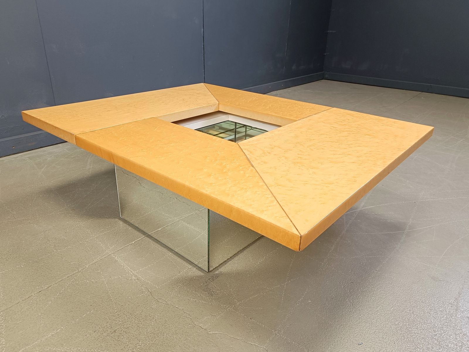 Furniture Vintage Hidden Bar Coffee Table In Ash Wood By Paul Michel, 1970s photo