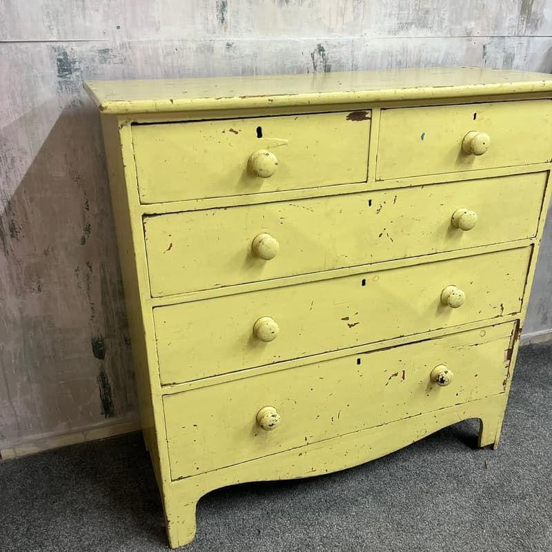 Vintage Early 20thc Rustic Painted Chest Of 2 Over 3 Drawers Great Patina photo furniture