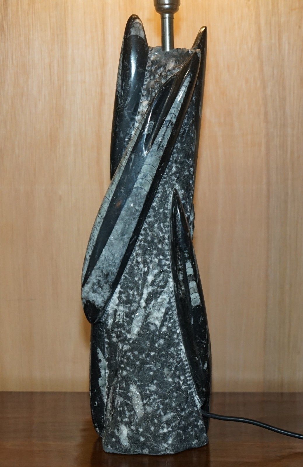 photo for sale Rare & Large 395 Million Year Old Fossilized Orthoceras Marble Finish Table Lamp