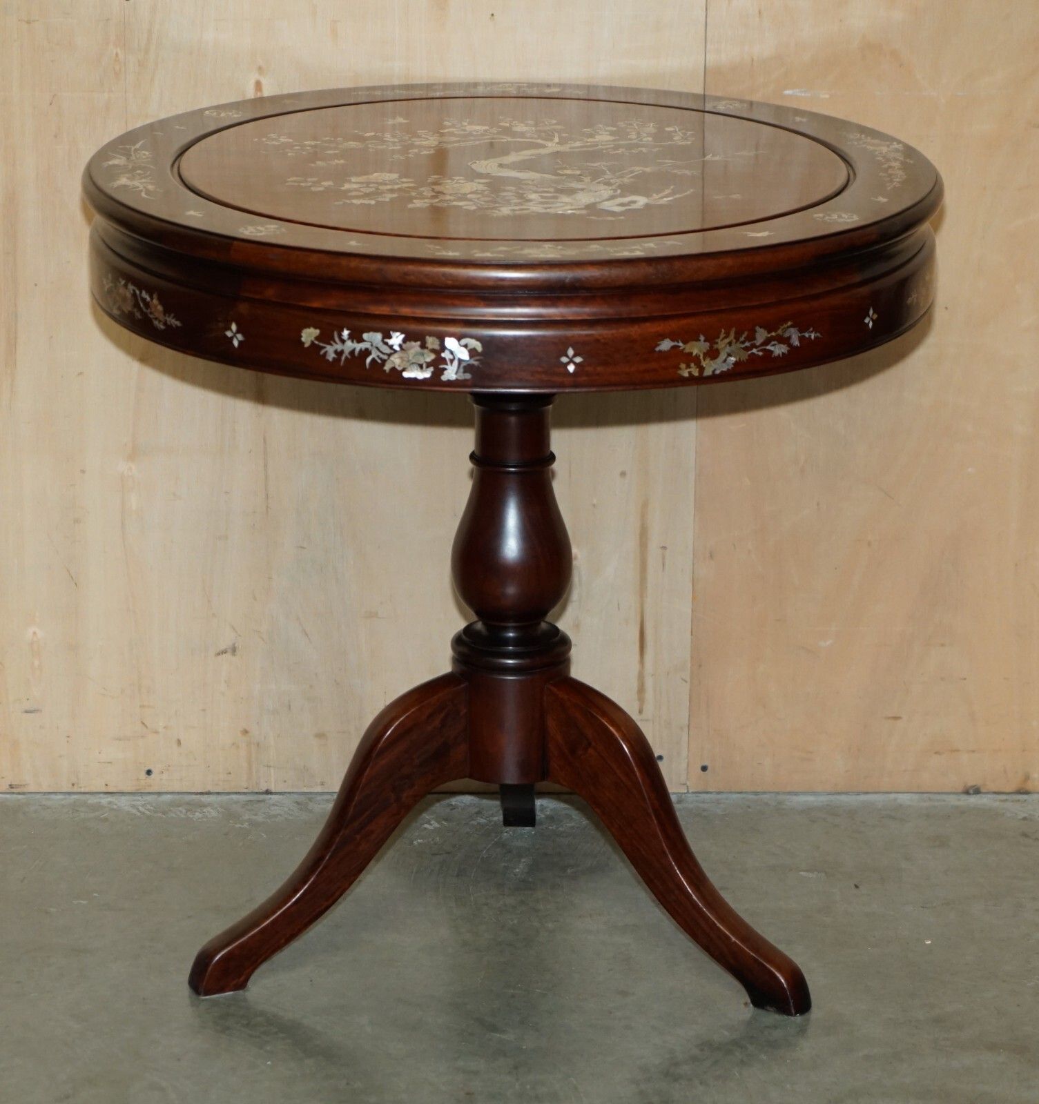 Antique Cinese Export Rosewood & Mother Of Pearl Circa 1920's Table & Chairs Set photo for sale
