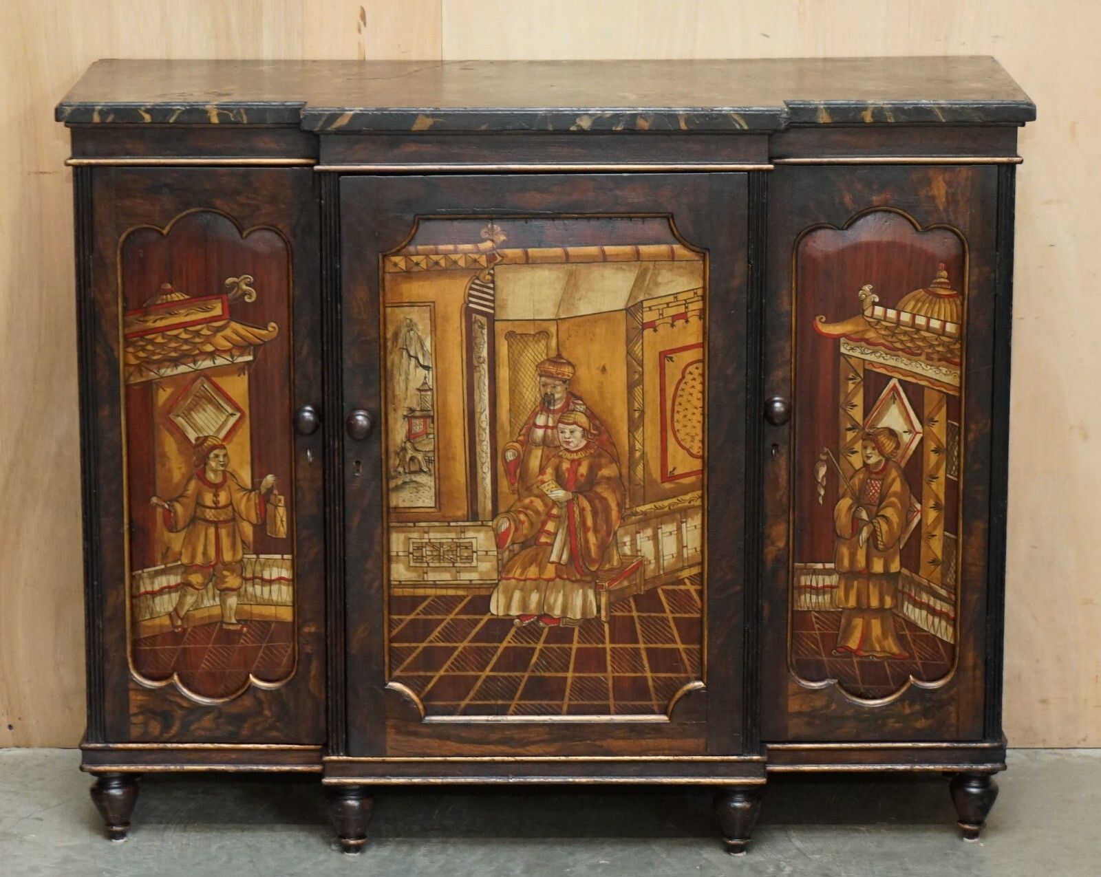 Antique Regency 1810 Simulated Rosewood Chinese Chinoiserie Breakfront Sideboard photo furniture