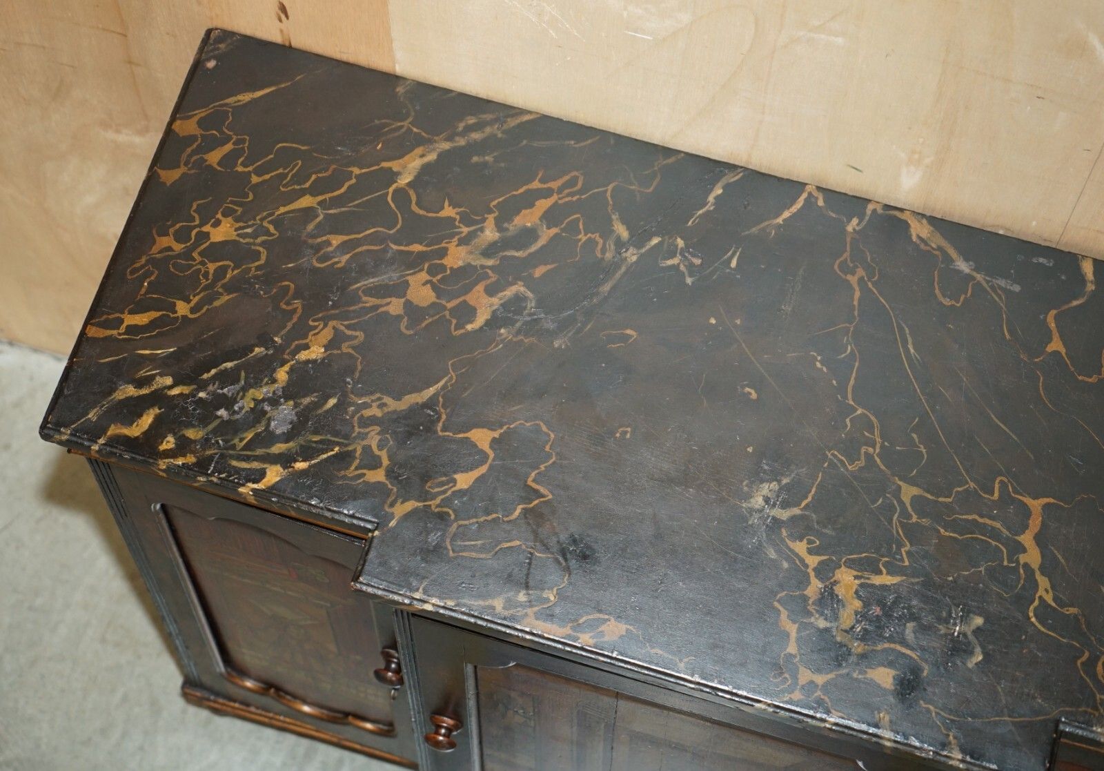 photo buy Antique Regency 1810 Simulated Rosewood Chinese Chinoiserie Breakfront Sideboard